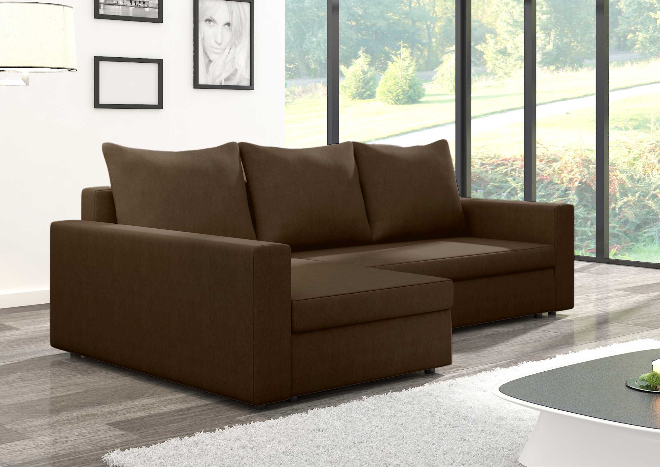 Klasyczny brązowy narożnik rozkładany